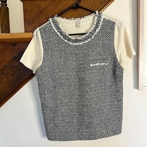 J Crew Cotton Jersey Tweed Short Sleeve Top